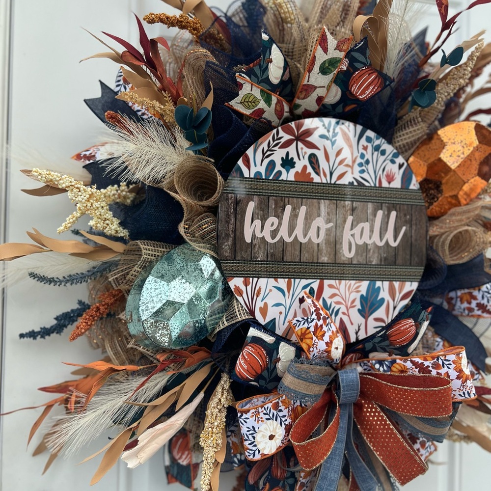 Large Handmade Fall Wreath Aprox 26” Cozy Fall vibes. - Picture 6 of 6